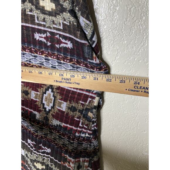 Signature Studio Knit Top Aztec 3/4 Sleeve Ribbed Asymmetrical Lace Trim XL - Picture 7 of 10